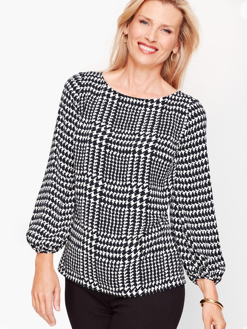 Talbots Houndstooth Blouse